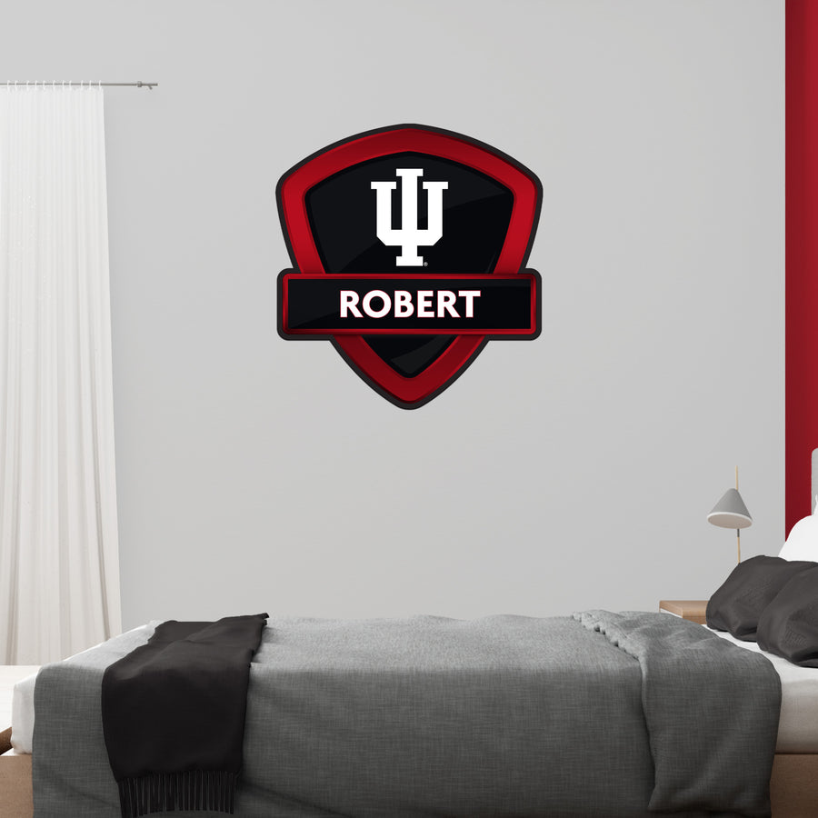 Indiana Hoosiers - Badge - With Personalized Name - Official NCAA - Reusable Vinyl Wall Decal