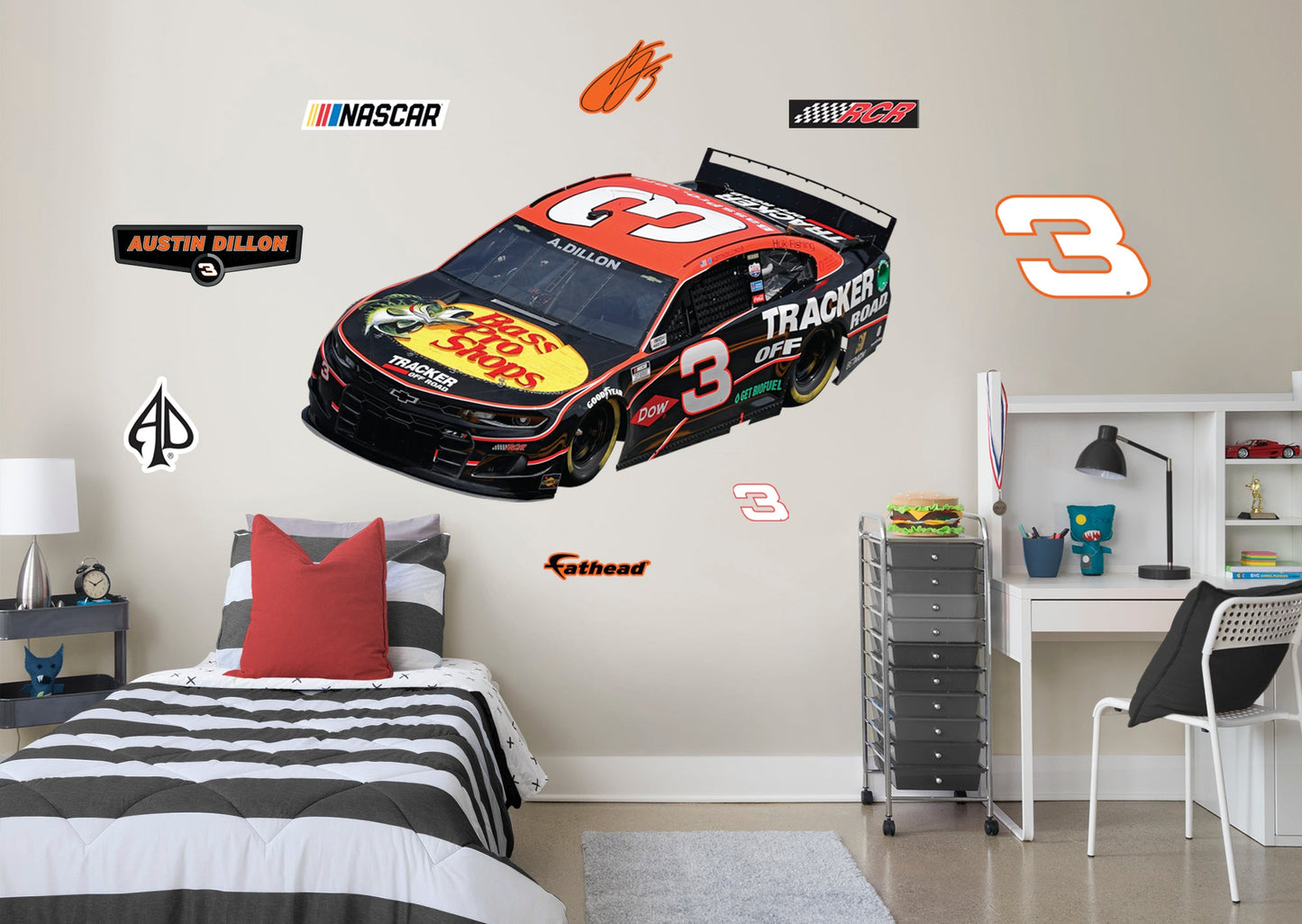 Austin Dillon - RealBig Bass Pro Car Collection - Official NASCAR - Reusable Vinyl Wall Decals