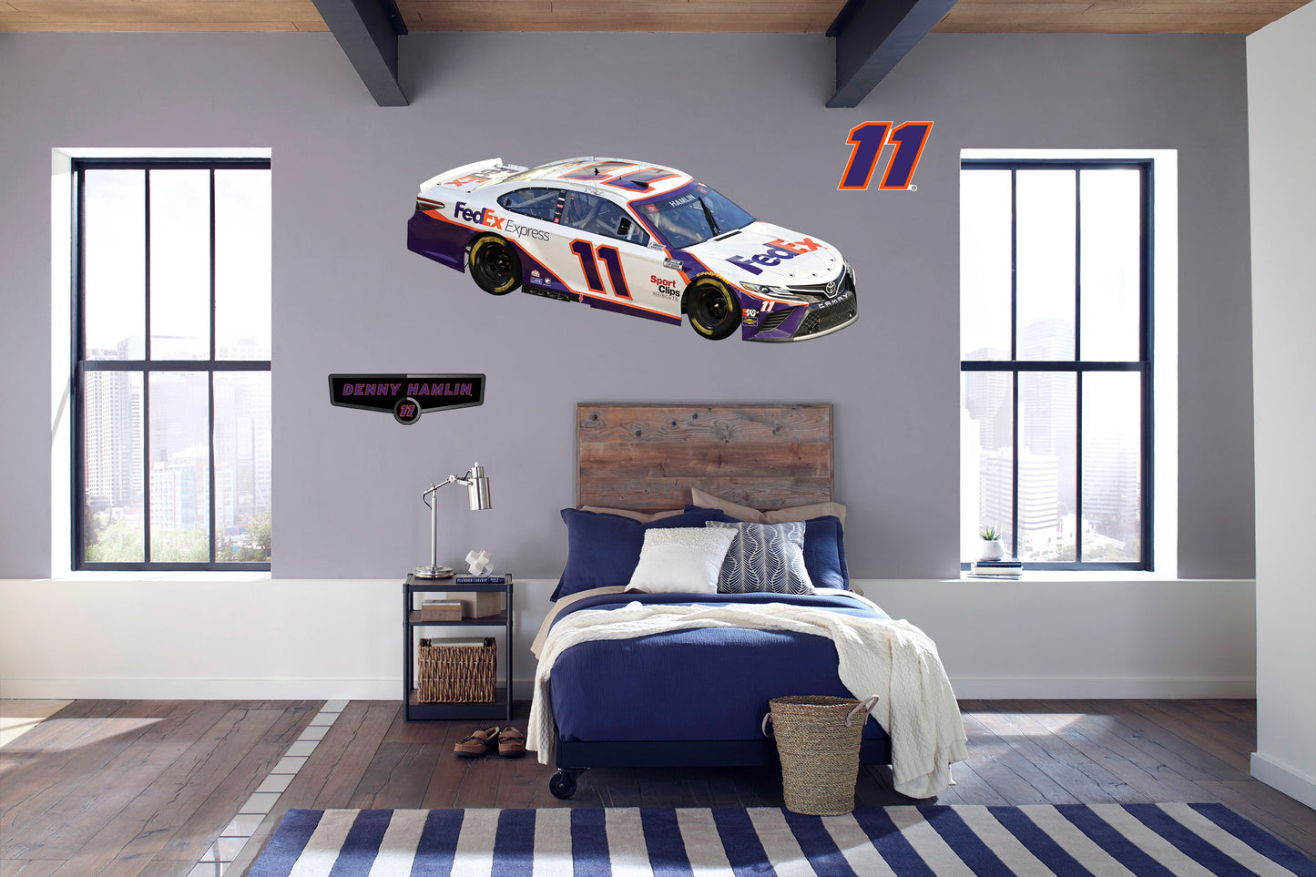 Denny Hamlin - RealBig FedEx Car Collection - Official NASCAR - Reusable Vinyl Wall Decals