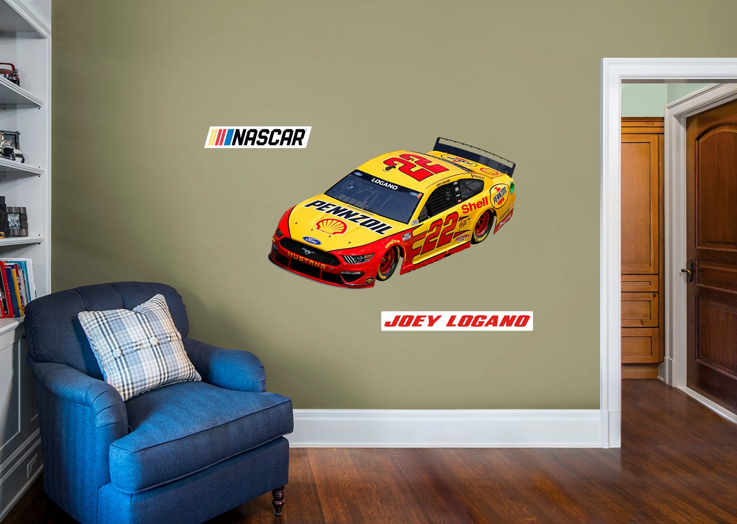 Joey Logano - RealBig Shell Pennzoil Car Collection - Official NASCAR - Reusable Vinyl Wall Decals