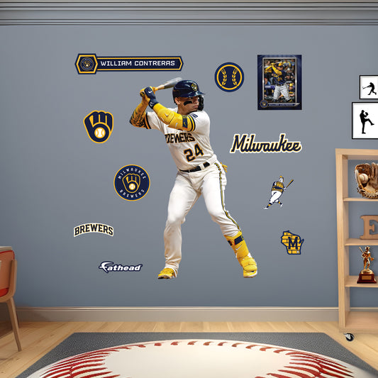 Milwaukee Brewers: William Contreras         - Officially Licensed MLB Removable     Adhesive Decal