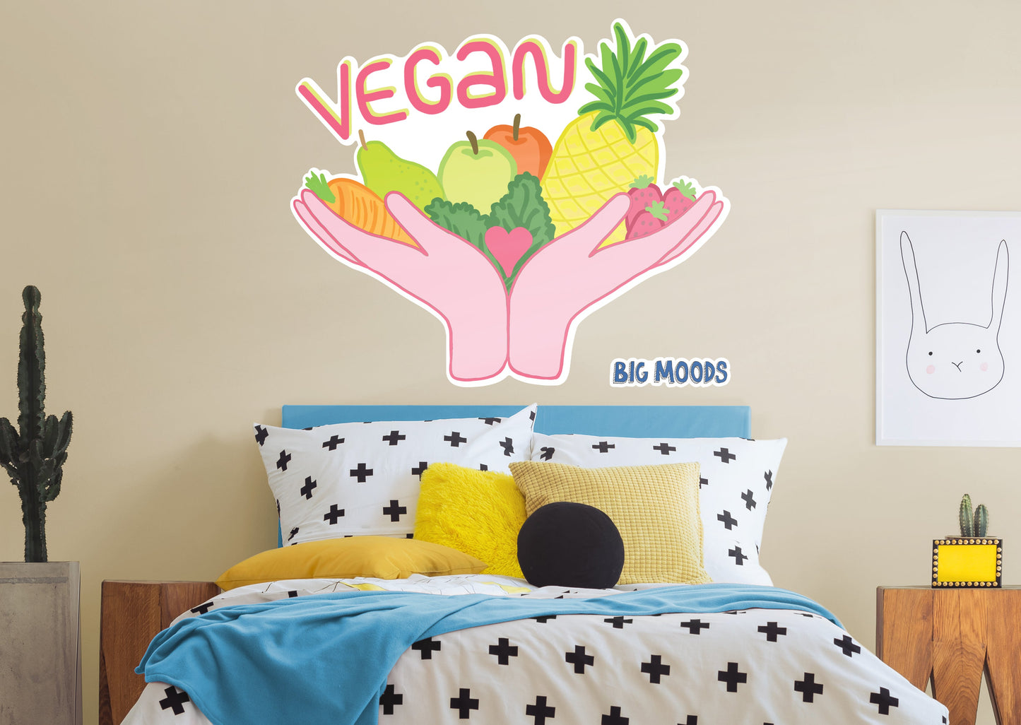 Vegan Fruits & Veggies Hands        - Officially Licensed Big Moods Removable     Adhesive Decal