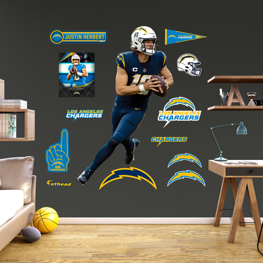 Justin Herbert - RealBig Color Rush Collection - Official NFL - Los Angeles Chargers - Reusable Vinyl Wall Decals