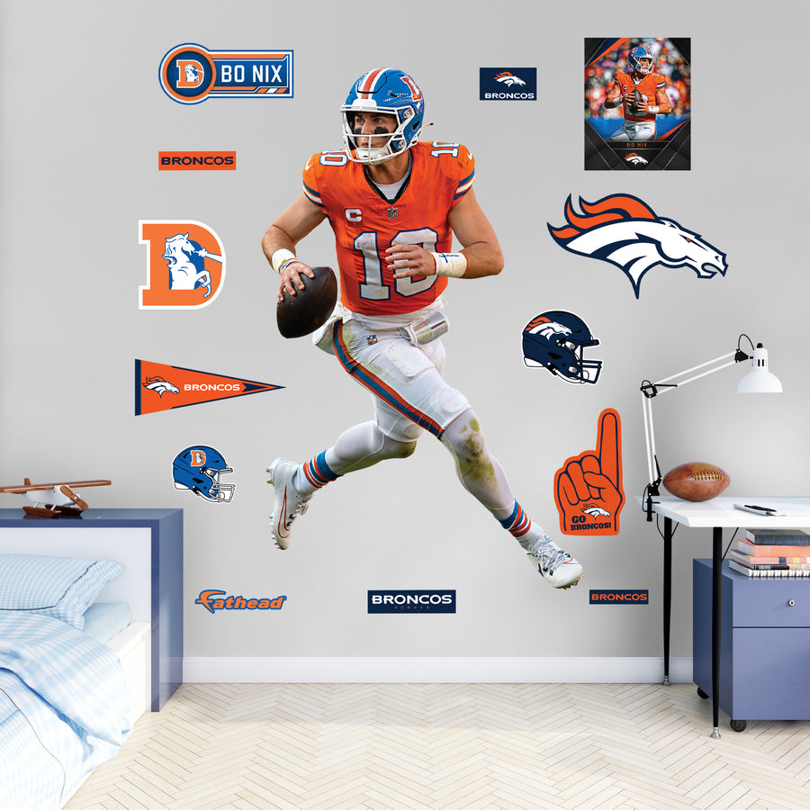 Bo Nix - RealBig Throwback Collection - Official NFL - Denver Broncos - Reusable Vinyl Wall Decals
