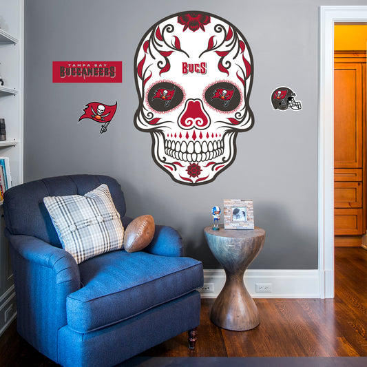 Tampa Bay Buccaneers:   Skull        - Officially Licensed NFL Removable     Adhesive Decal