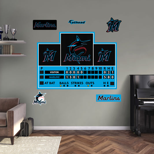 Miami Marlins:  Scoreboard        - Officially Licensed MLB Removable     Adhesive Decal