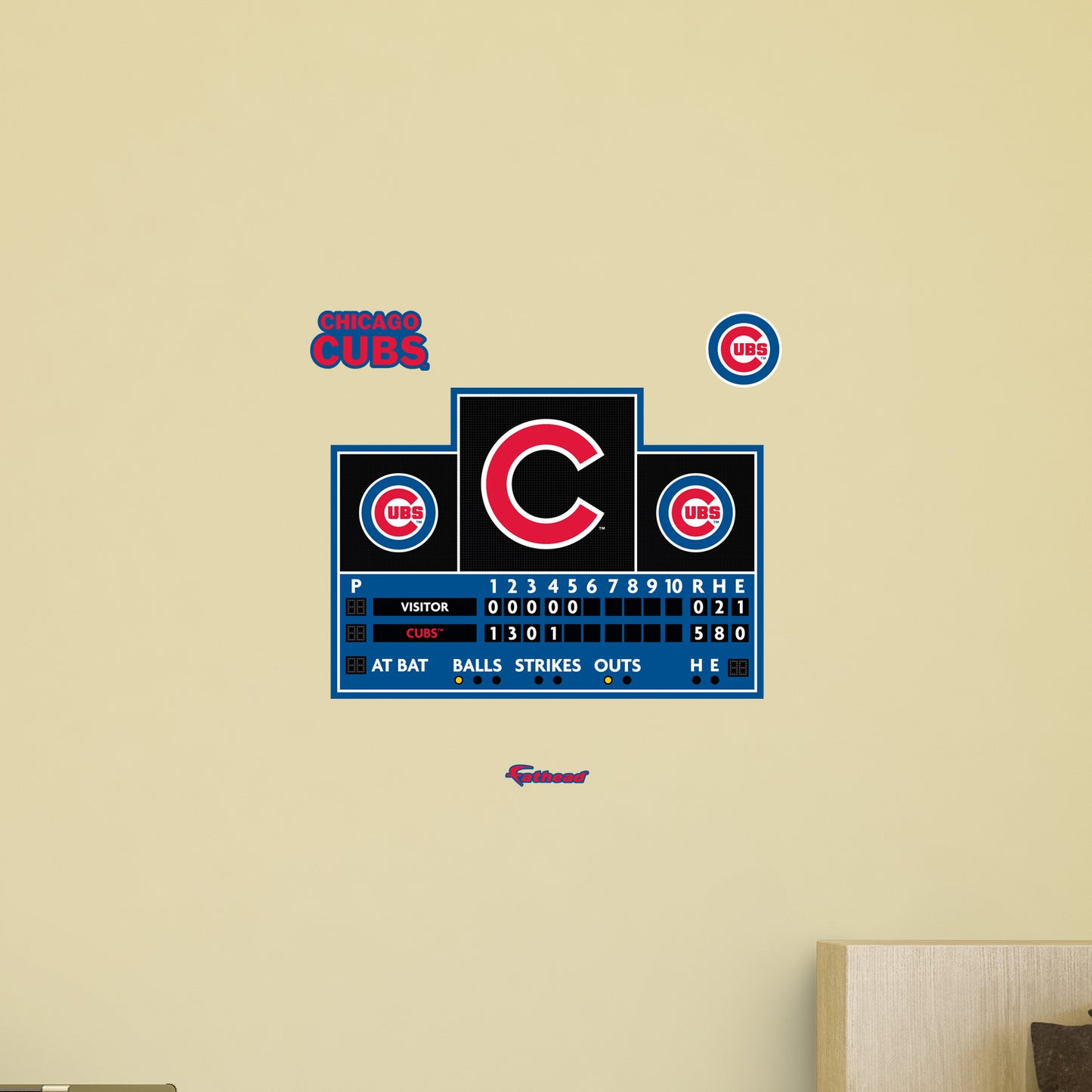 Chicago Cubs:  Scoreboard        - Officially Licensed MLB Removable     Adhesive Decal