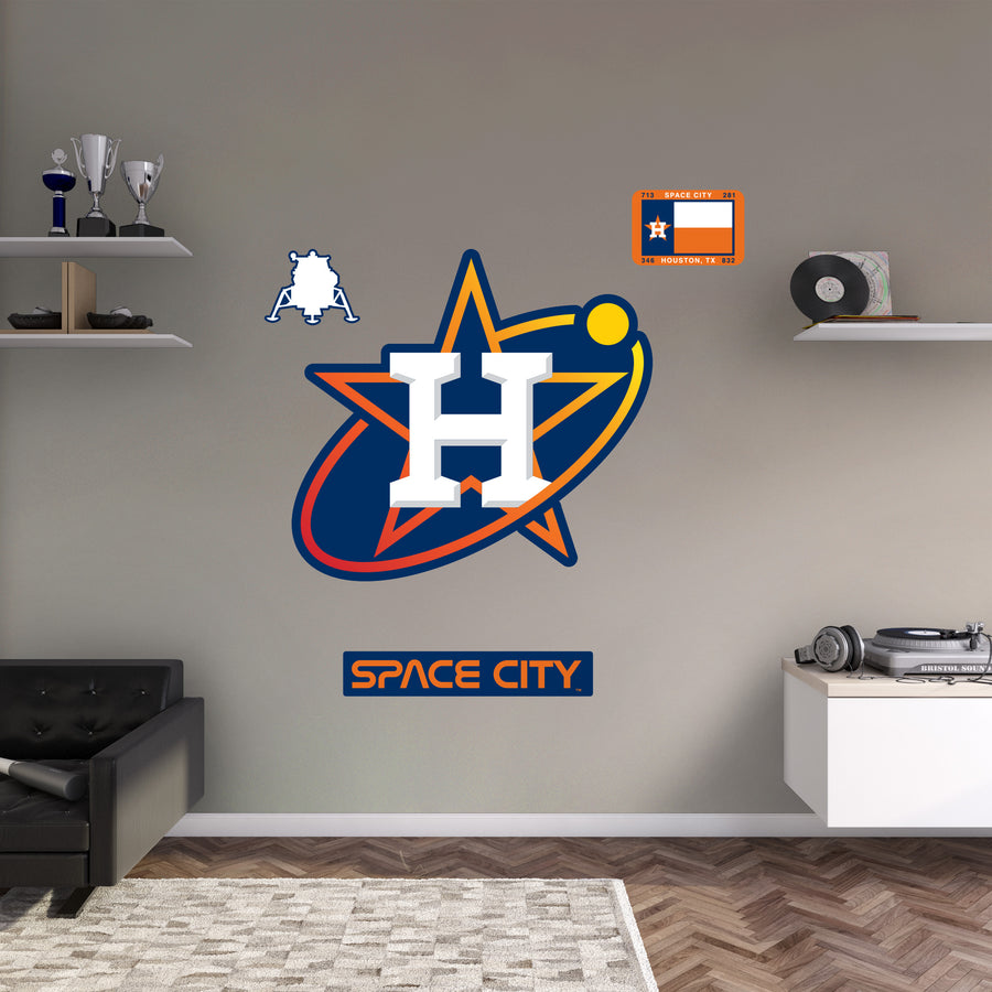 Houston Astros - RealBig City Connect Logo Collection - Official MLB - Reusable Vinyl Wall Decals