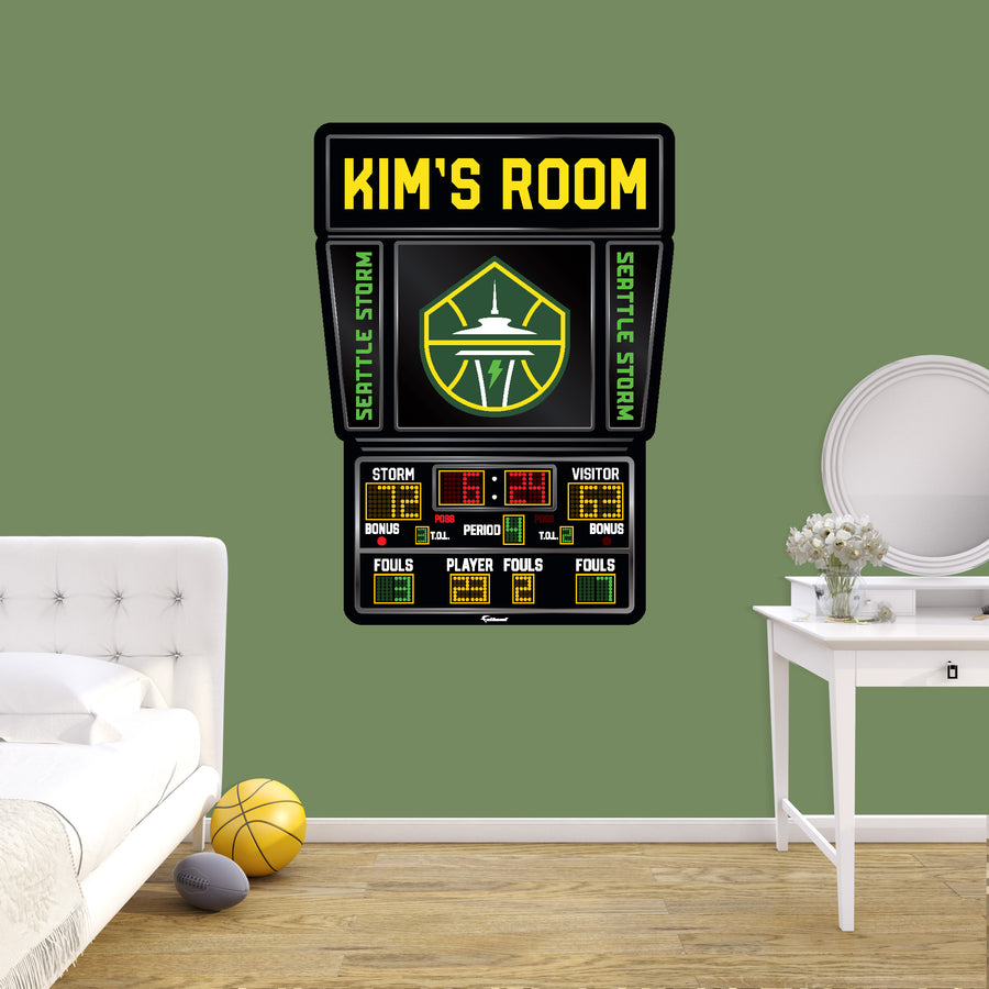 Seattle Storm - Scoreboard Graphic - With Personalized Name - Official WNBA - Vinyl Transfer Decal