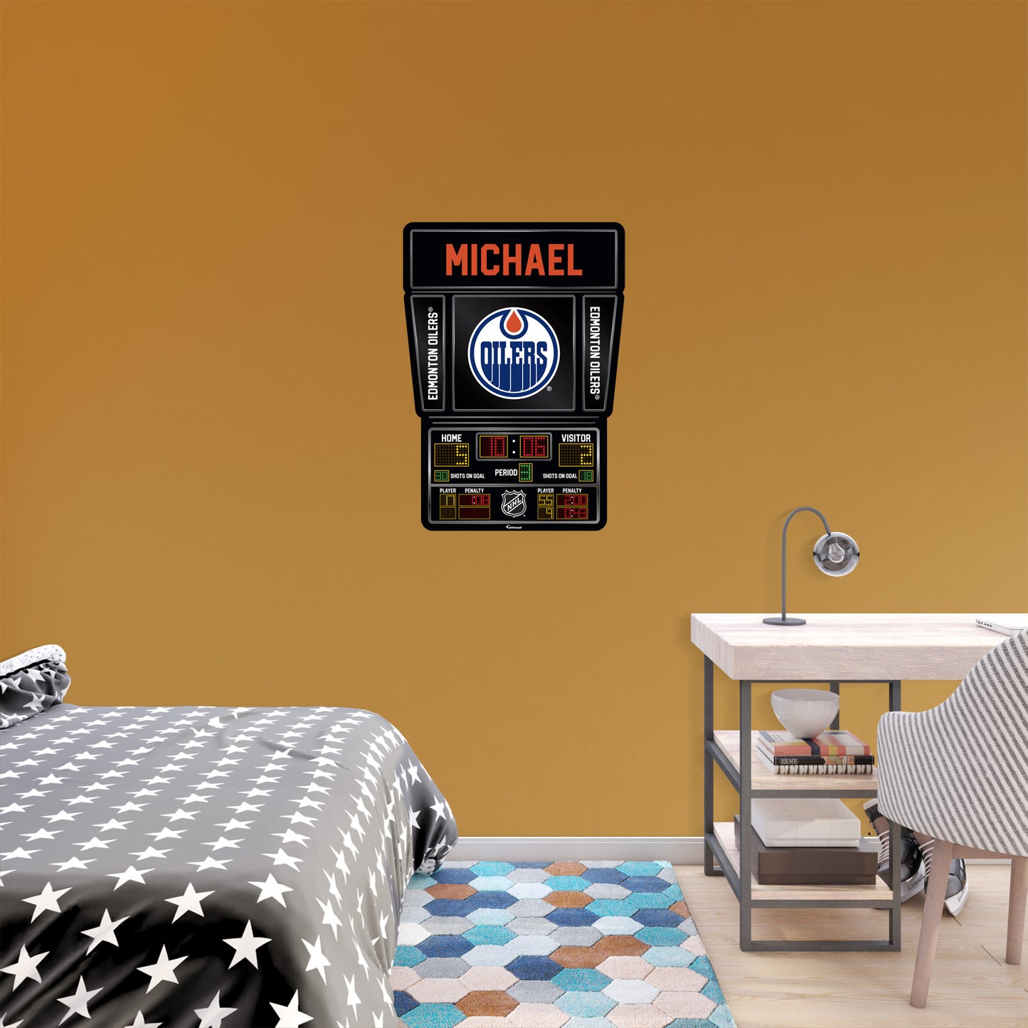 Edmonton Oilers: Scoreboard Personalized Name        - Officially Licensed NHL Removable     Adhesive Decal