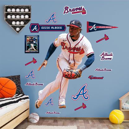 Atlanta Braves: Ozzie Albies  Fielding        - Officially Licensed MLB Removable     Adhesive Decal