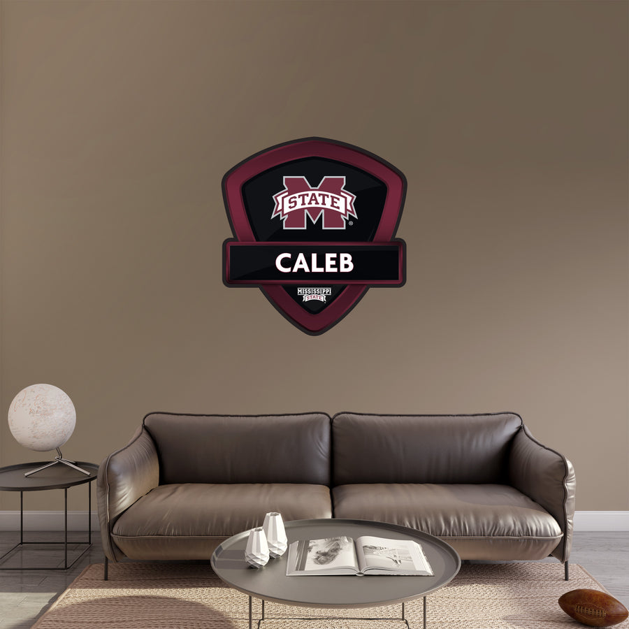 Mississippi State Bulldogs - Badge - With Personalized Name - Official NCAA - Vinyl Transfer Decal