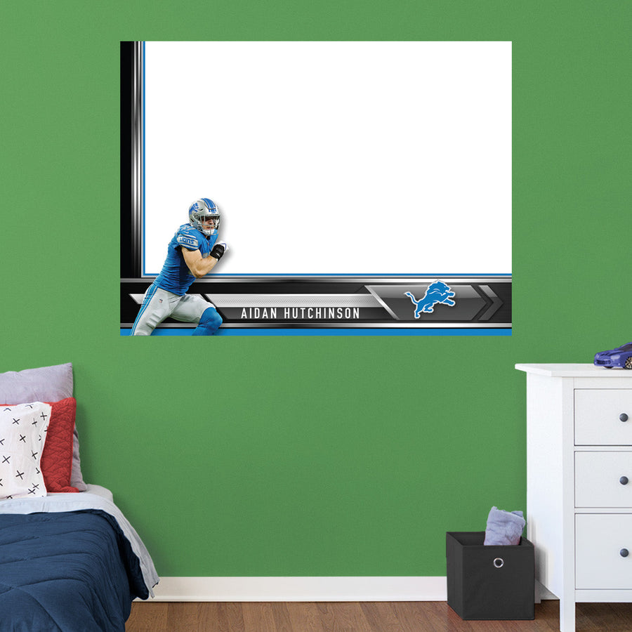 Detroit Lions - Aidan Hutchinson - Dry Erase Whiteboard - Official NFL - Reusable Vinyl Wall Decal