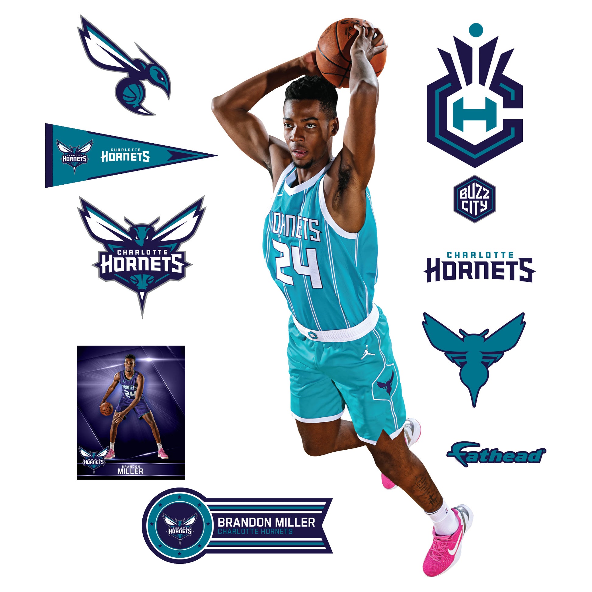 Charlotte Hornets: Brandon Miller 2023 Preseason - Officially Licensed NBA  Removable Adhesive Decal
