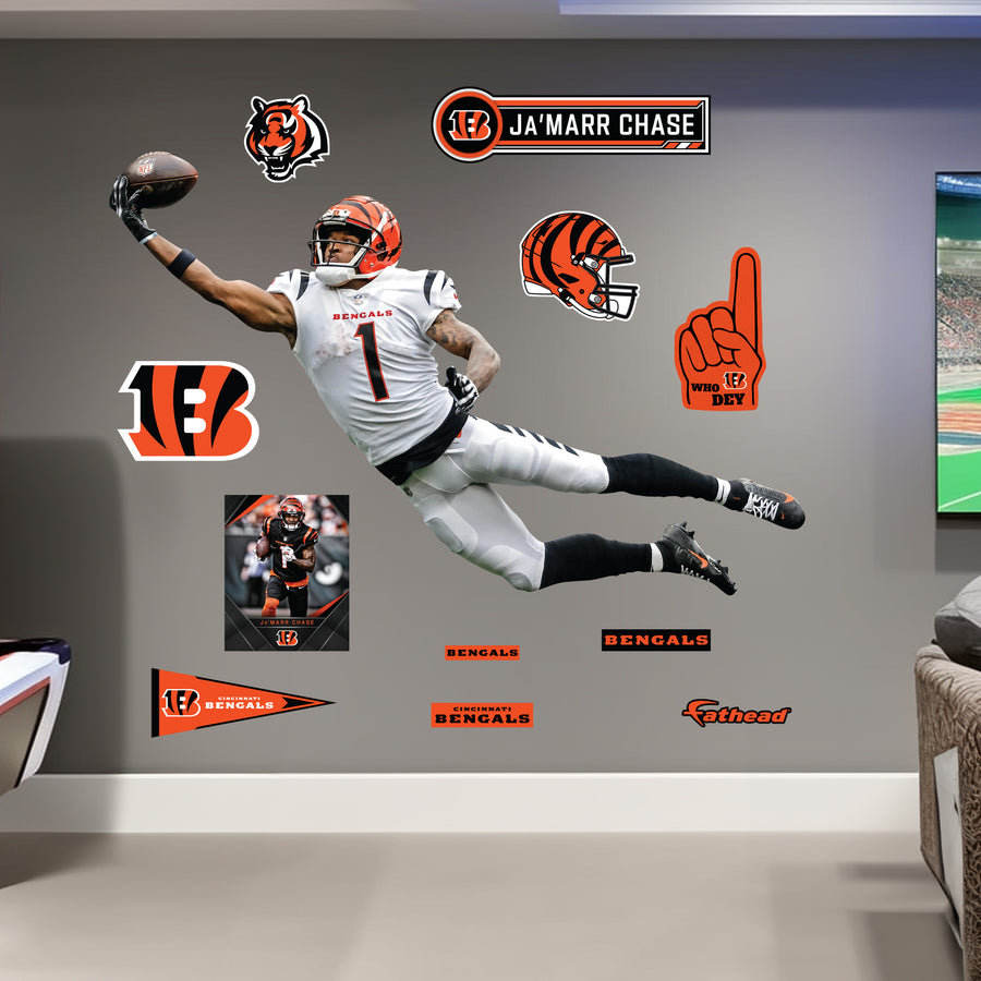 Ja'Marr Chase - RealBig Diving Catch Collection - Official NFL - Cincinnati Bengals - Reusable Vinyl Wall Decals