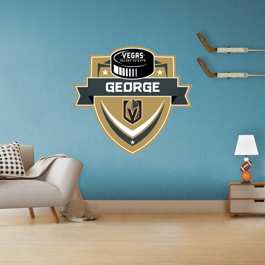 Vegas Golden Knights - Badge - With Personalized Name - Official NHL - Vinyl Transfer Decal