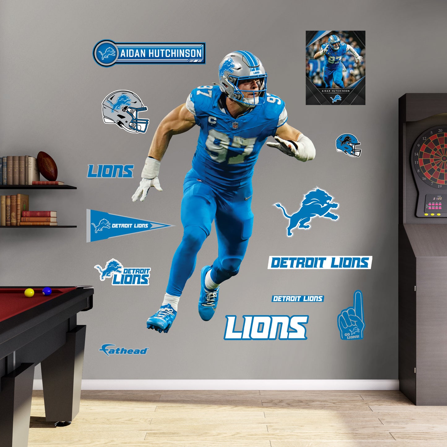 Aidan Hutchinson - RealBig Collection - Official NFL - Detroit Lions - Reusable Vinyl Wall Decals #2