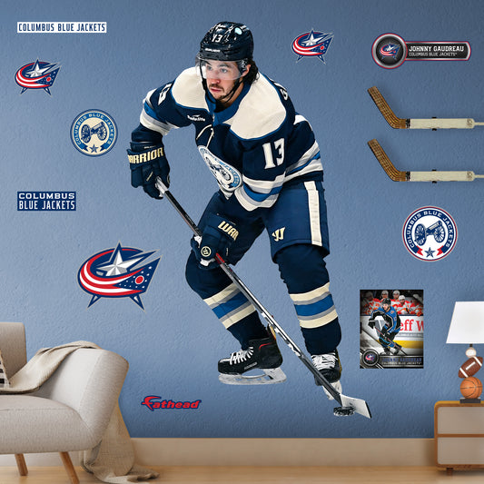 Columbus Blue Jackets: Johnny Gaudreau         - Officially Licensed NHL Removable     Adhesive Decal