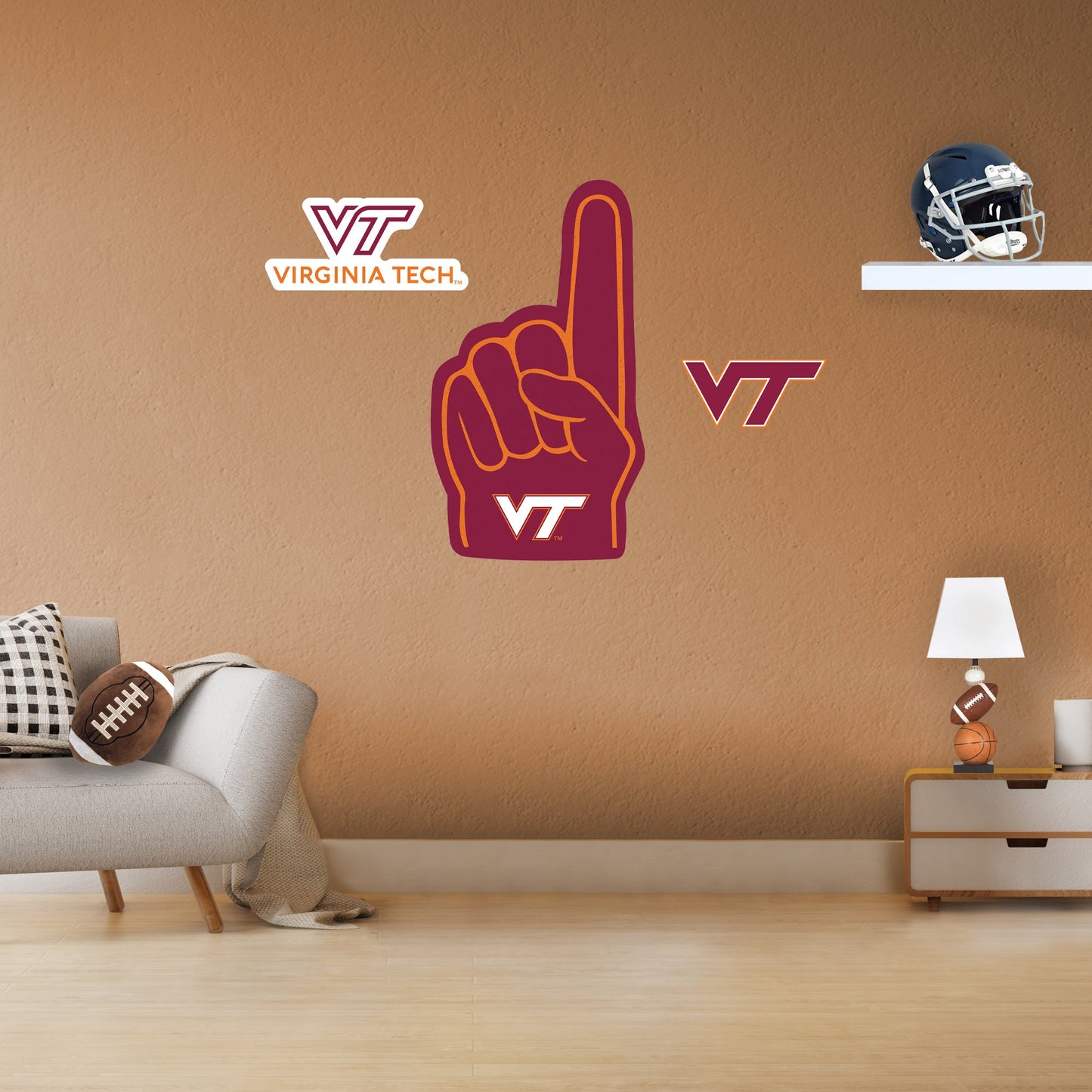 Virginia Tech Hokies:    Foam Finger        - Officially Licensed NCAA Removable     Adhesive Decal