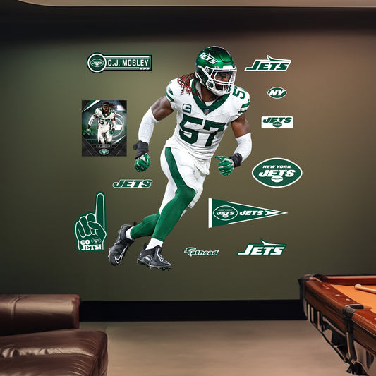 New York Jets: C.J. Mosley Throwback        - Officially Licensed NFL Removable     Adhesive Decal