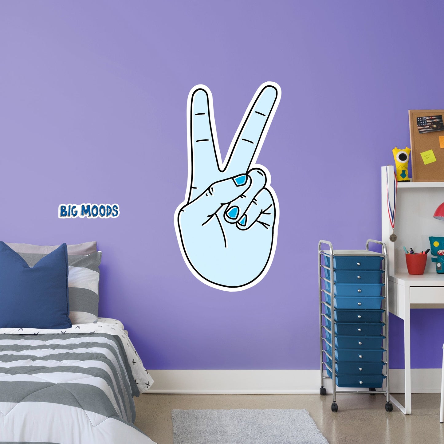 Peace Gesture (Blue)        - Officially Licensed Big Moods Removable     Adhesive Decal