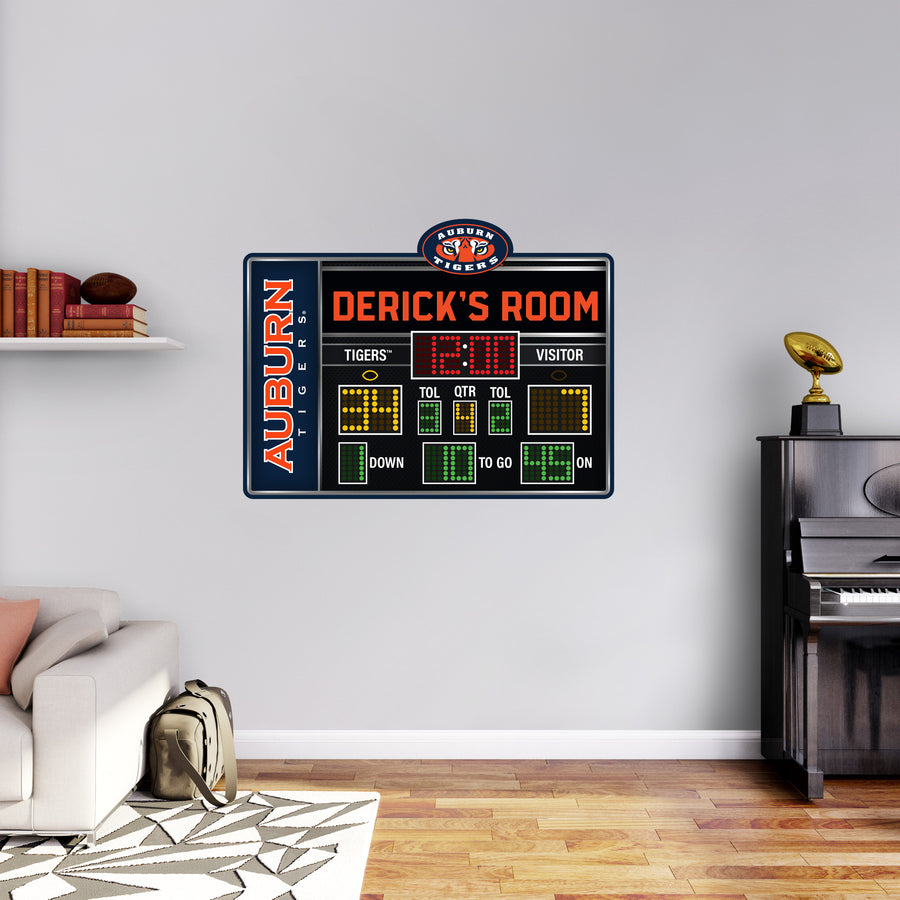 Auburn Tigers - Football Scoreboard Graphic - With Personalized Name - Official NCAA - Vinyl Transfer Decal