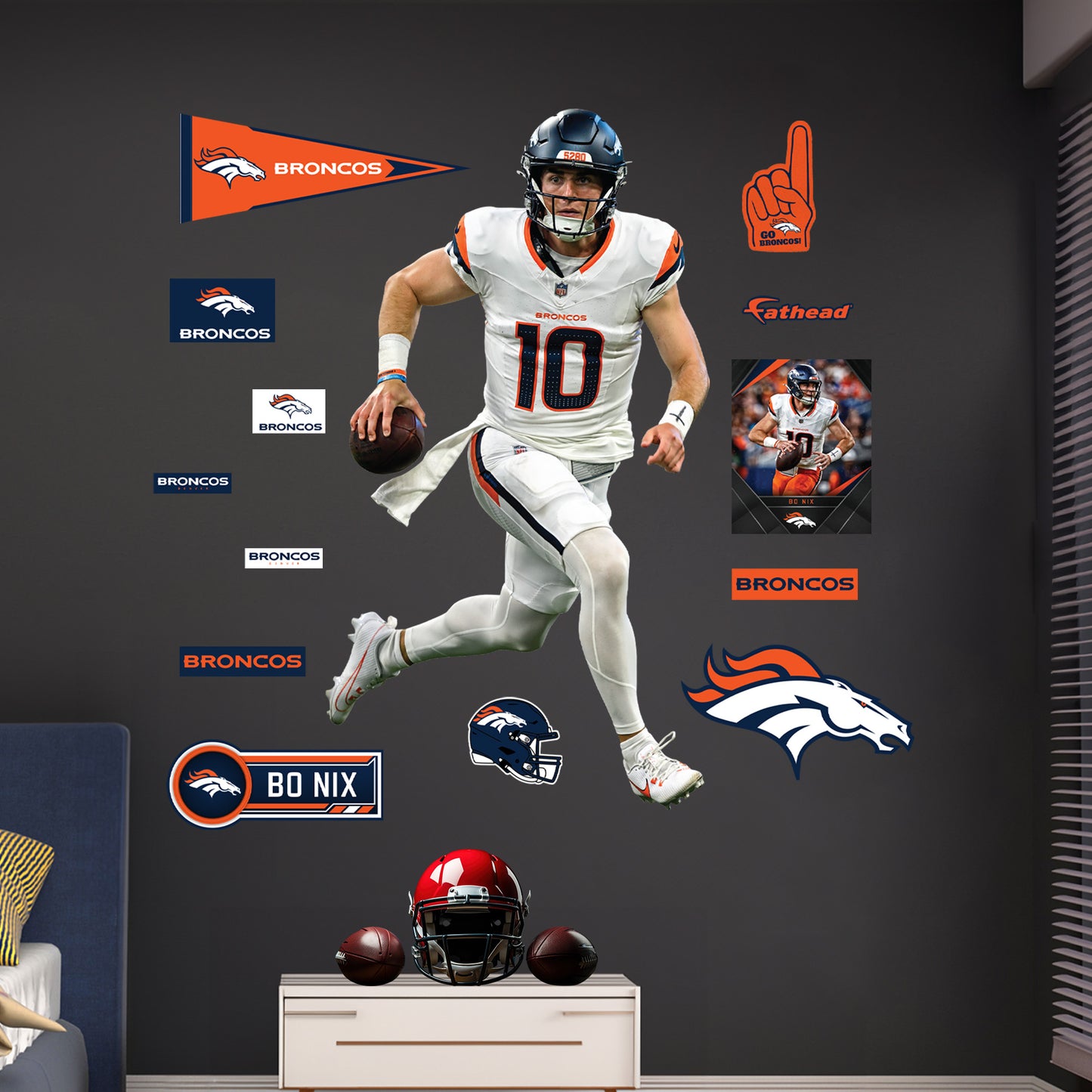 Denver Broncos - RealBig Bo Nix Collection - Official NFL - Reusable Vinyl Wall Decals