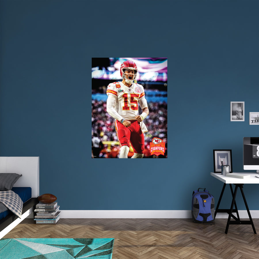 Patrick Mahomes II - Super Bowl LVII Celebration - Peel & Stick Poster - Official NFL - Kansas City Chiefs - Reusable Vinyl Wall Decal