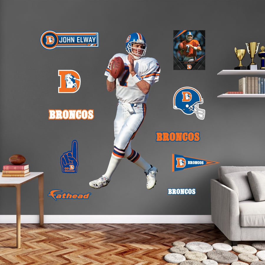 John Elway - RealBig Throwback Legend Collection - Official NFL - Denver Broncos - Reusable Vinyl Wall Decals