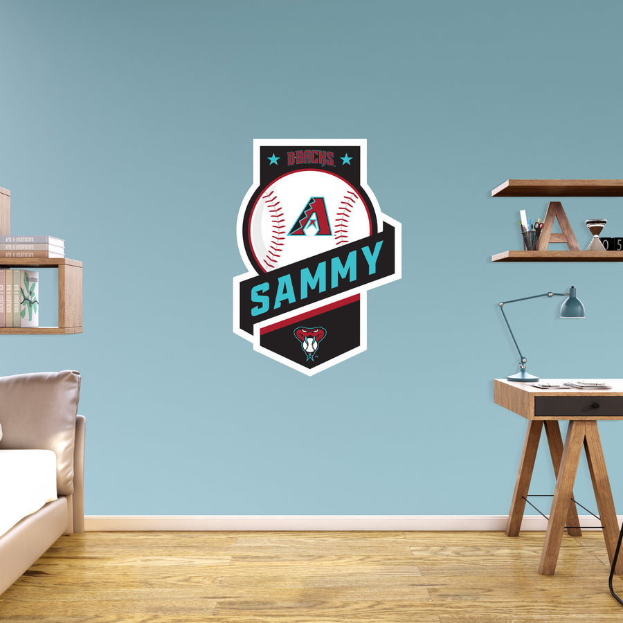 Arizona Diamondbacks - Banner Logo - With Personalized Name - Official MLB - Vinyl Transfer Decal