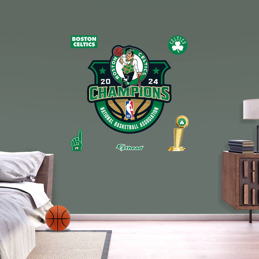 Boston Celtics - RealBig 2024 Champions Logo Collection - Official NBA - Reusable Vinyl Wall Decals