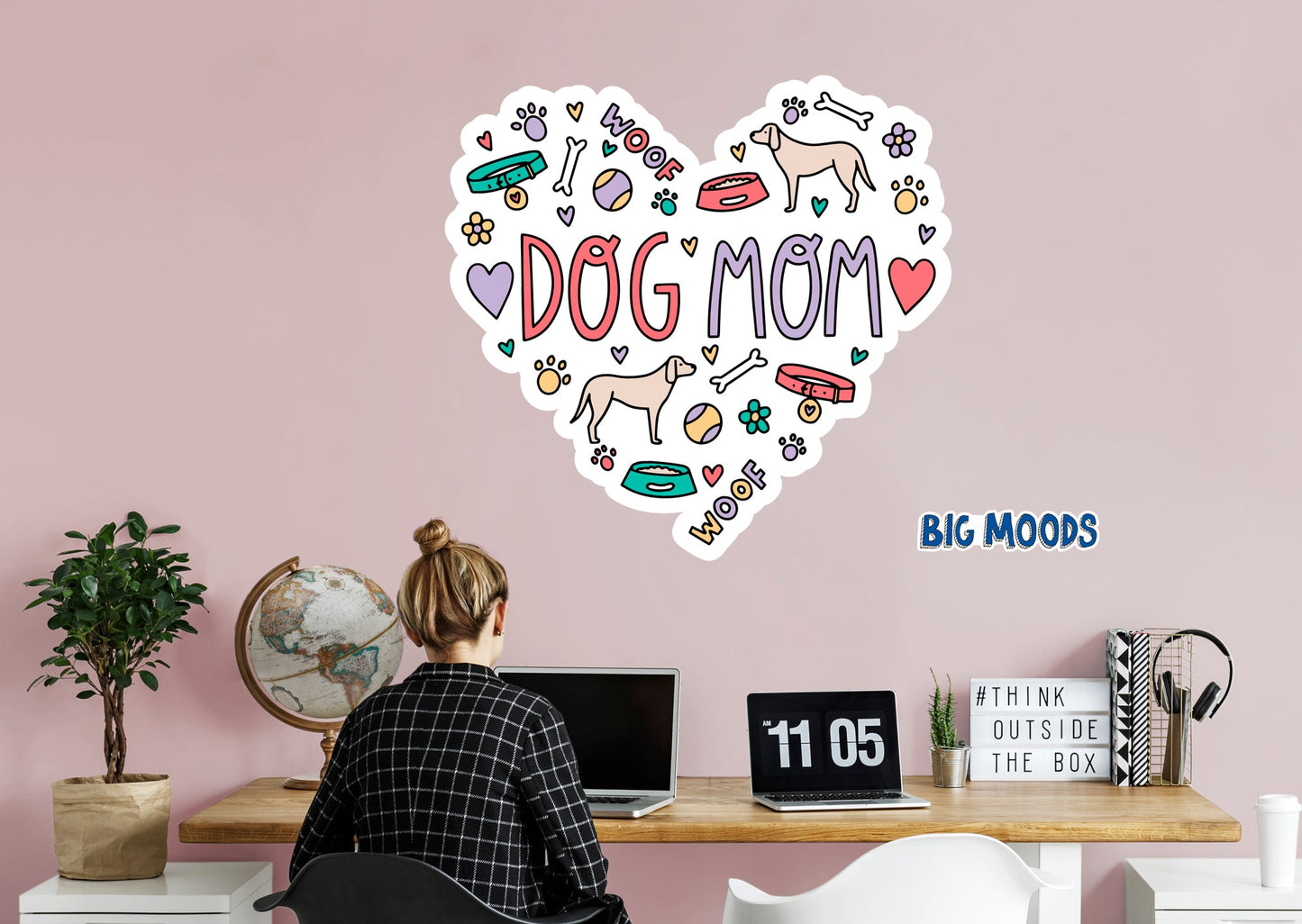 Dog Mom Heart        - Officially Licensed Big Moods Removable     Adhesive Decal