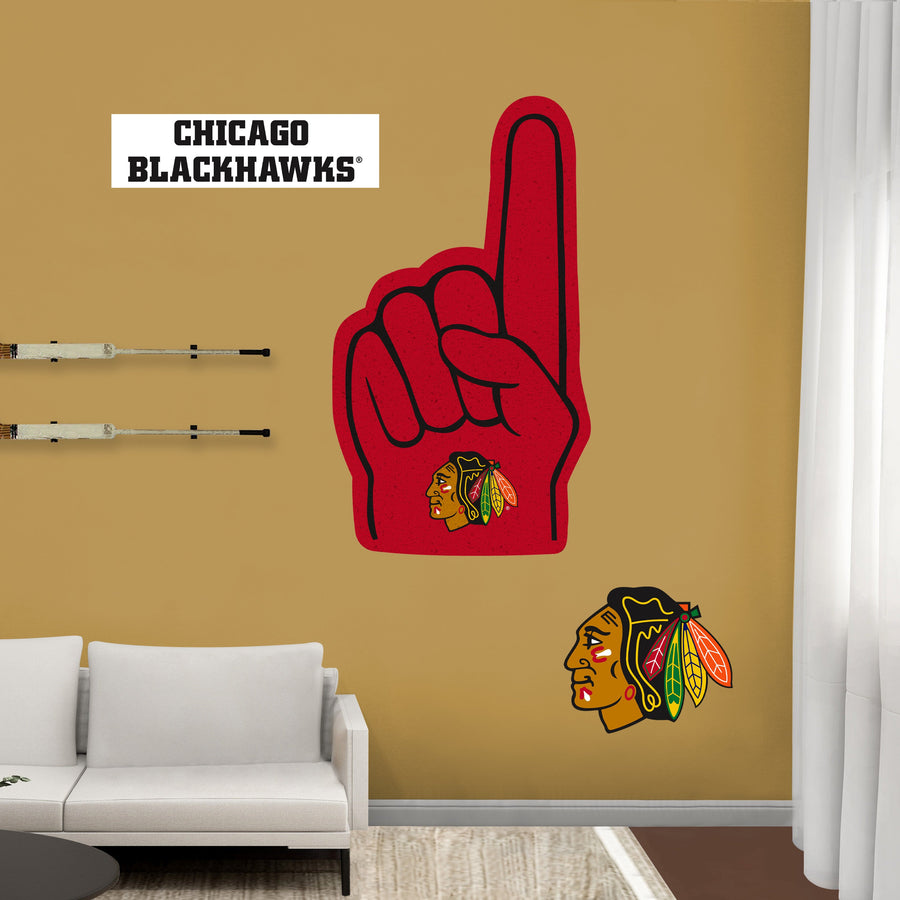 Chicago Blackhawks - RealBig Foam Finger Collection - Official NHL - Reusable Vinyl Wall Decals