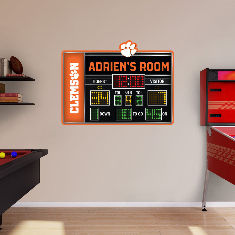 Clemson Tigers - Football Scoreboard Graphic - With Personalized Name - Official NCAA - Vinyl Transfer Decal