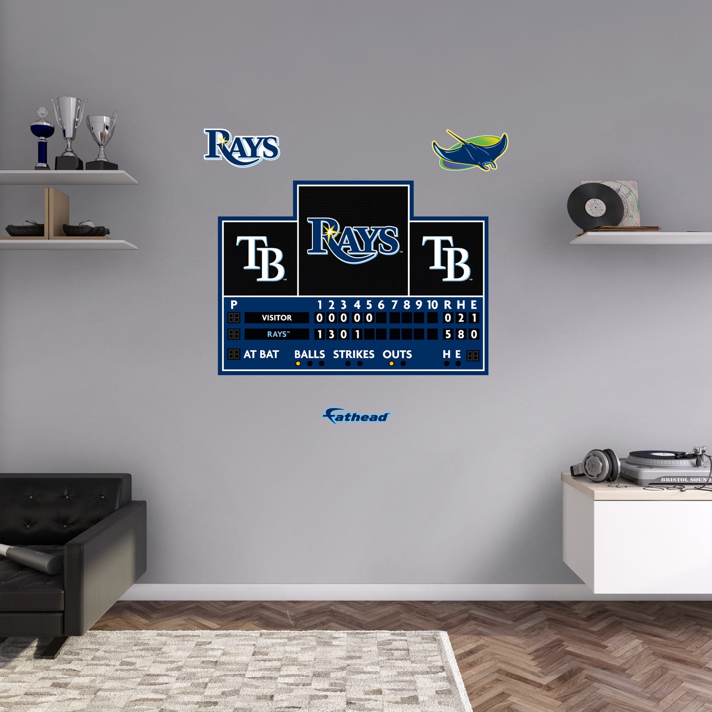 Tampa Bay Rays:  Scoreboard        - Officially Licensed MLB Removable     Adhesive Decal