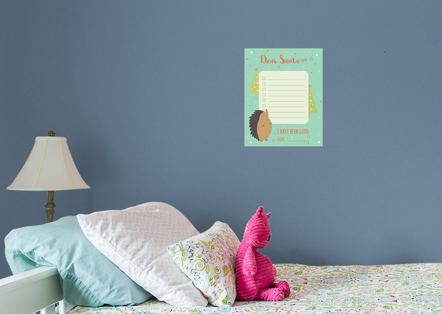 Christmas:  Hedgehog Dry Erase        -   Removable     Adhesive Decal