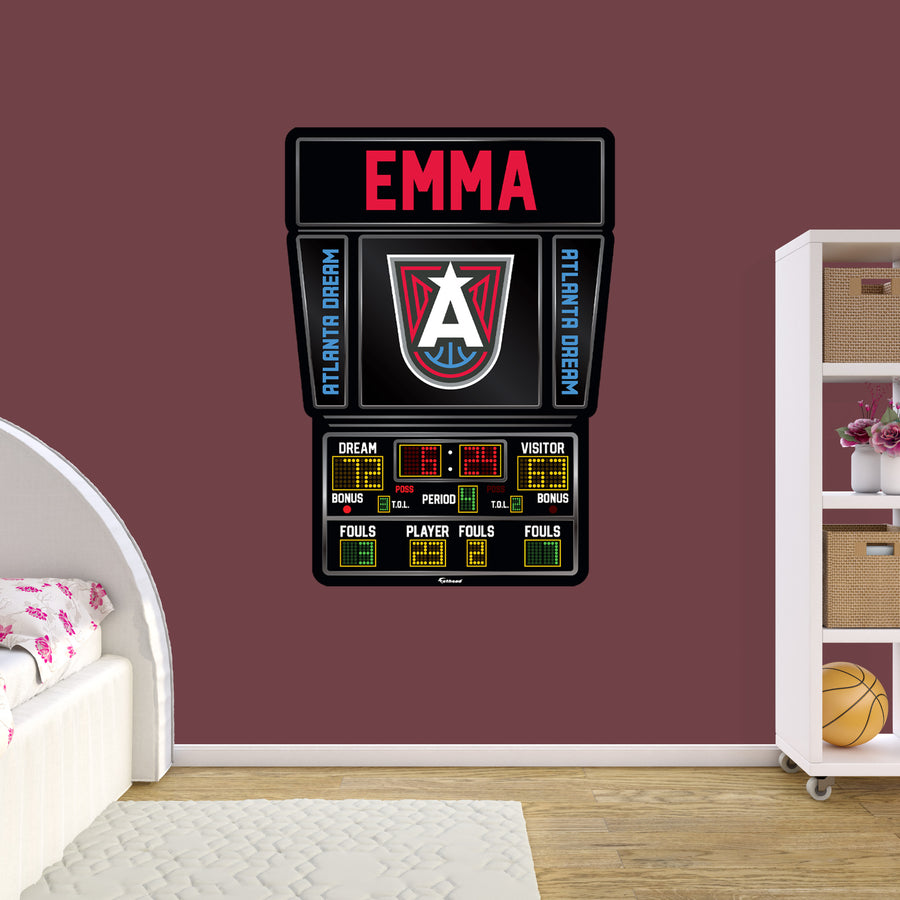 Atlanta Dream - Scoreboard Graphic - With Personalized Name - Official WNBA - Vinyl Transfer Decal