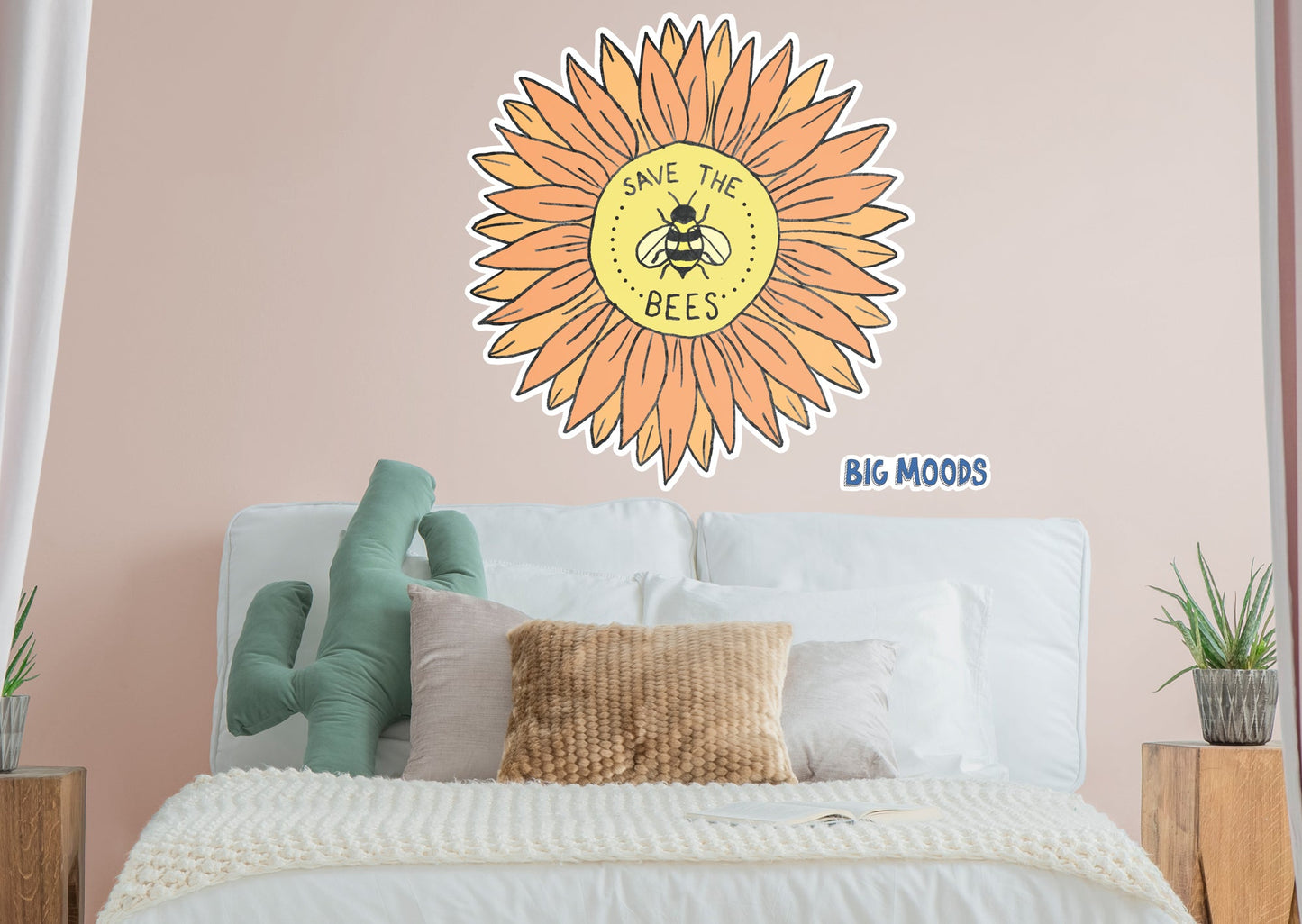 Save The Bees Floral        - Officially Licensed Big Moods Removable     Adhesive Decal