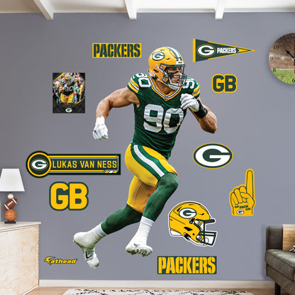 Green Bay Packers: Lukas Van Ness         - Officially Licensed NFL Removable     Adhesive Decal