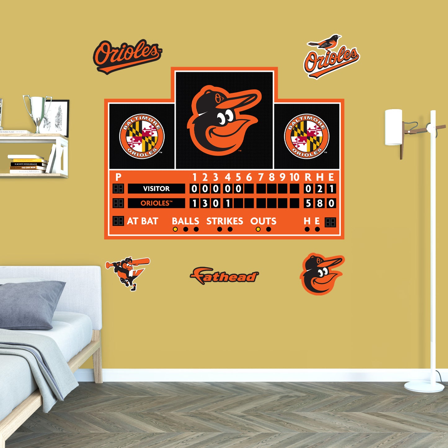 Baltimore Orioles:  Scoreboard        - Officially Licensed MLB Removable     Adhesive Decal