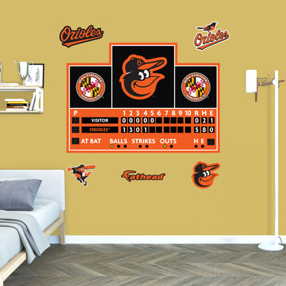 Baltimore Orioles:  Scoreboard        - Officially Licensed MLB Removable     Adhesive Decal