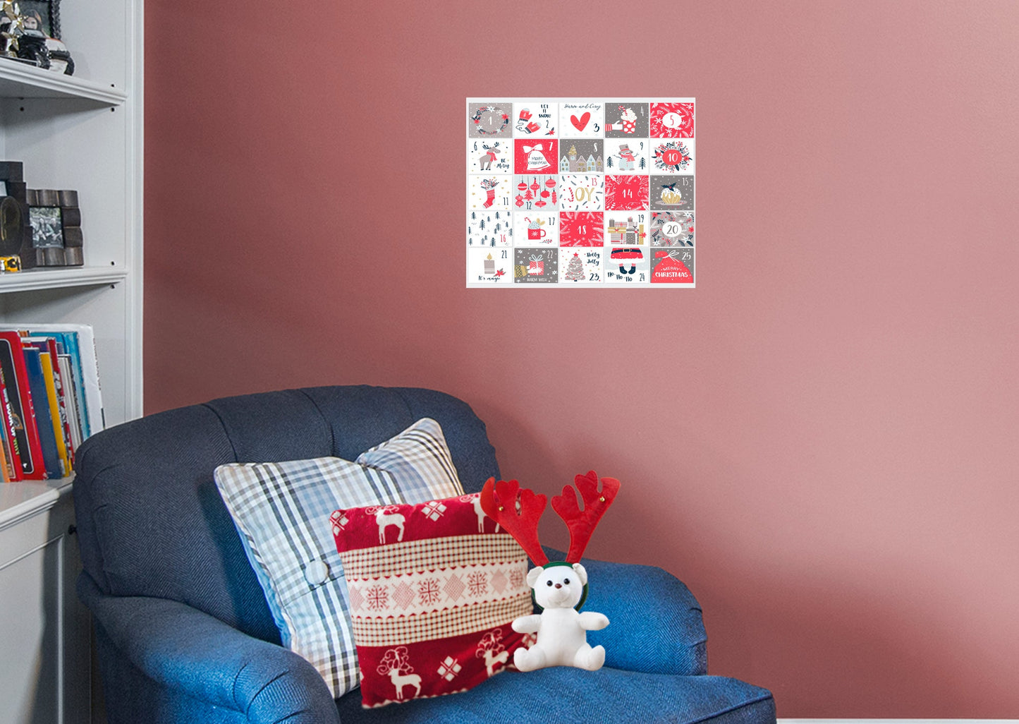 Christmas:  Warm and Cozy Calendar Dry Erase        -   Removable     Adhesive Decal