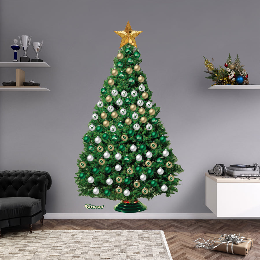Milwaukee Bucks - Decorate Your Own Christmas Tree - Official NBA - Reusable Vinyl Wall Decals