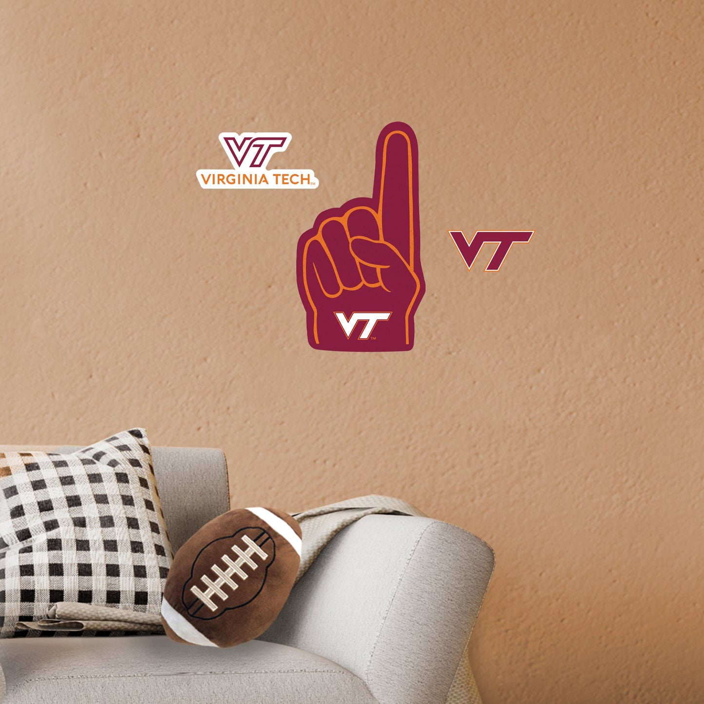 Virginia Tech Hokies:    Foam Finger        - Officially Licensed NCAA Removable     Adhesive Decal