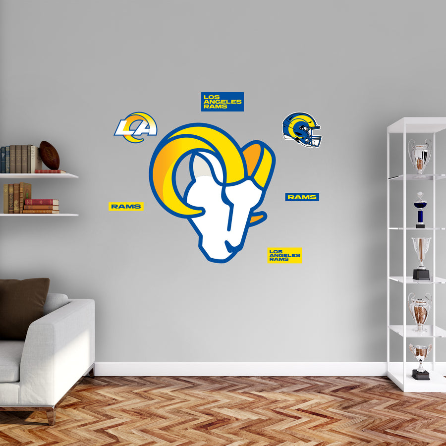 Los Angeles Rams - RealBig Head Logo Collection - Official NFL - Reusable Vinyl Wall Decals