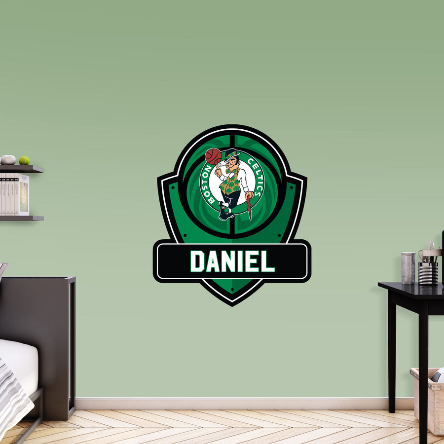 Boston Celtics - Badge - With Personalized Name - Official NBA - Vinyl Transfer Decal
