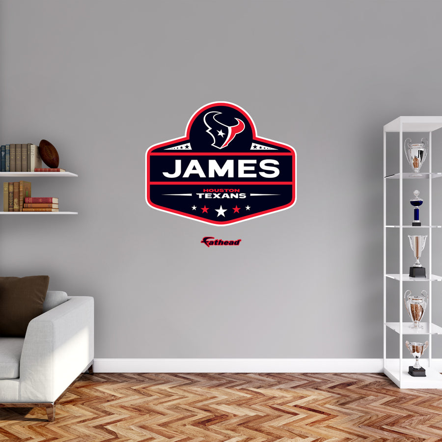 Houston Texans - Badge - With Personalized Name - Official NFL - Reusable Vinyl Transfer Decal
