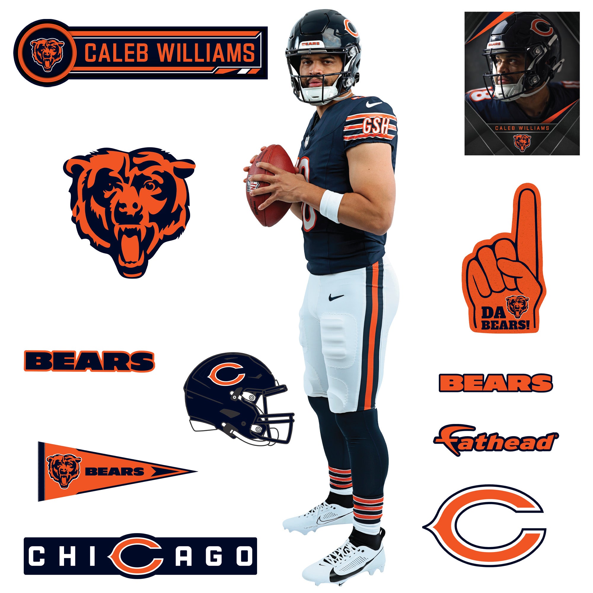 Cc Fathead Caleb Williams - RealBig Preseason Collection - Official NFL - Chicago ...