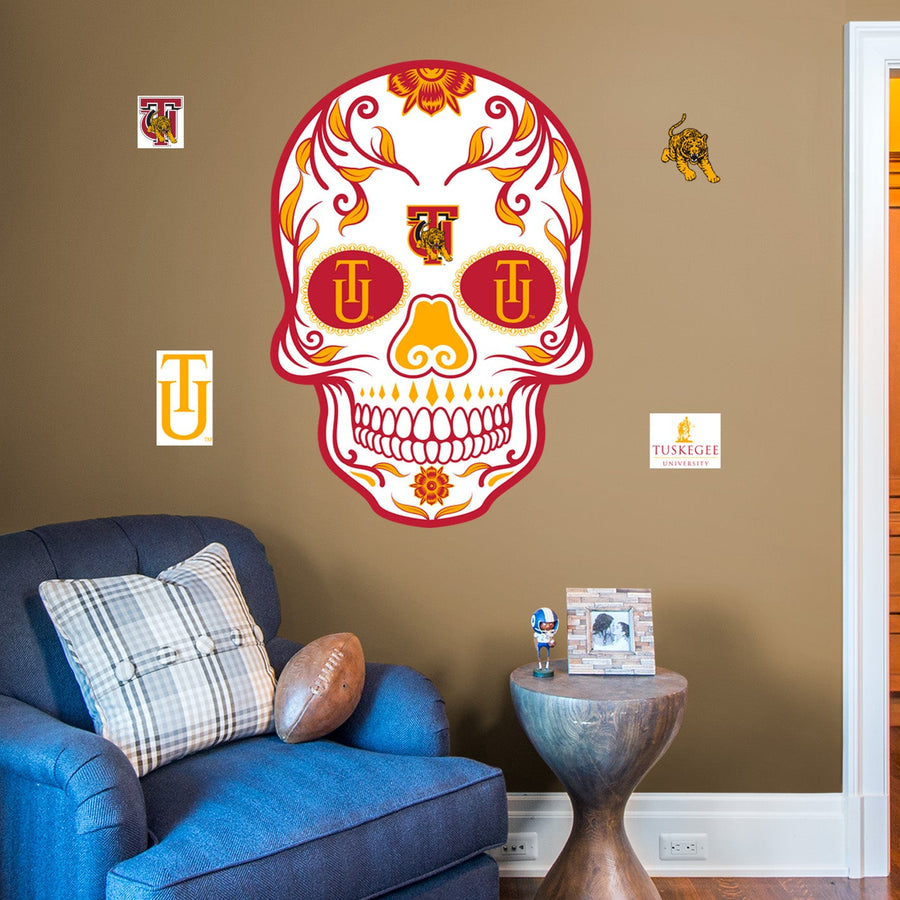 Tuskegee Golden Tigers - RealBig Sugar Skull Collection - Official NCAA - Reusable Vinyl Wall Decals