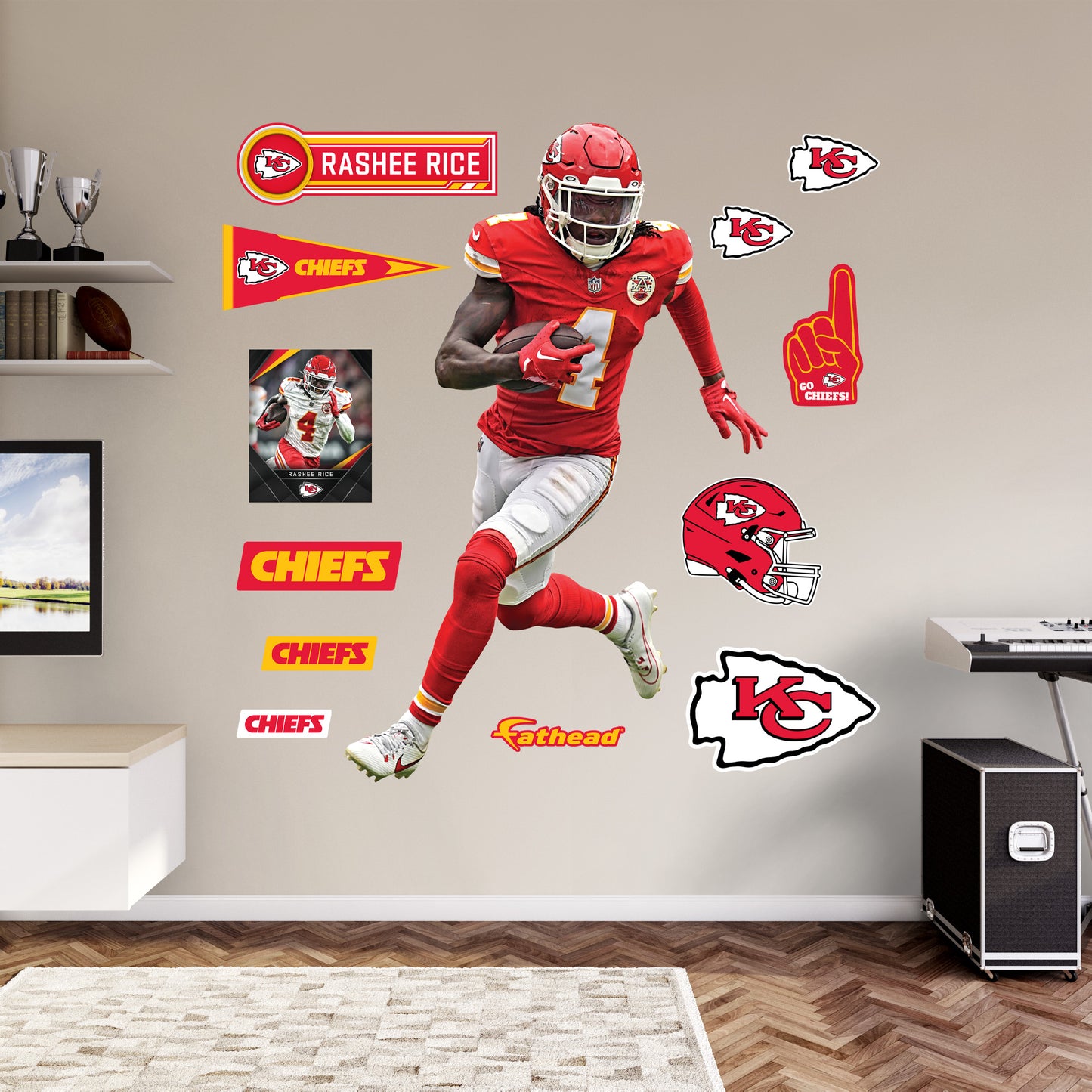 Kansas City Chiefs: Rashee Rice         - Officially Licensed NFL Removable     Adhesive Decal